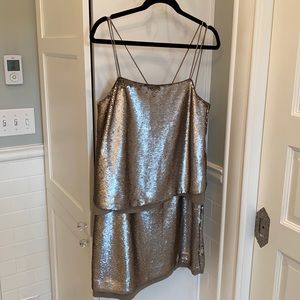 Banana Republic taupe sequin party dress